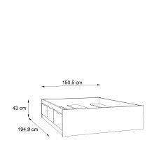 Bettgestell >VANKKA< in Planked Eiche , Weiss  - 150,5x43x194,9cm (BxHxT)