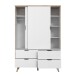 Kleiderschrank >VANKKA< in Planked Eiche, Weiss  - 139,4x201,5x52,7cm (BxHxT)