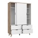 Kleiderschrank >VANKKA< in Planked Eiche, Weiss  - 139,4x201,5x52,7cm (BxHxT)