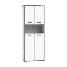 Mehrzweckschrank >KEFLAVIK< in Weiss / Uni Wolfram Grau