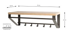 Wandgarderobe >54441< in eiche, schwarz, MDF,...