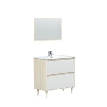 Waschbeckenunterschrank >VERONA< in Eiche / Weiß - 80x80x45 (BxHxT)