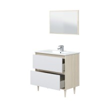 Waschbeckenunterschrank >VERONA< in Eiche / Weiß - 80x80x45 (BxHxT)
