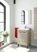 Waschbeckenunterschrank >KONCEPT 50< in Alaska-Eiche - 50x80x40 (BxHxT)