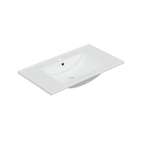 Waschbecken >Keramik 80< in Weiß, Keramik - 81,5x18x46cm (BxHxT)