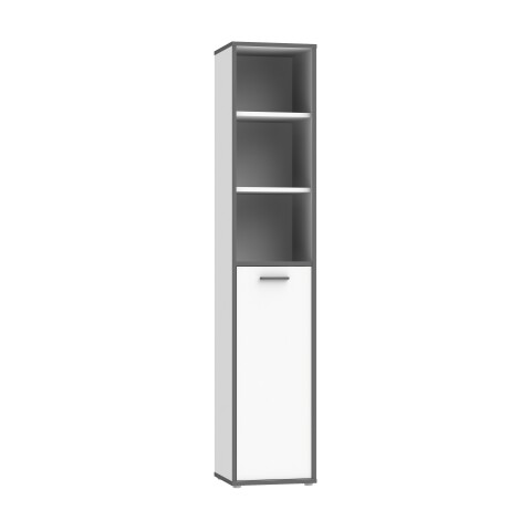 Standregal >KEFLAVIK< in Weiss / Uni Wolfram Grau  - 44,8x226,4x41,5cm (BxHxT)