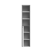 Standregal >KEFLAVIK< in Weiss / Uni Wolfram Grau  - 44,8x226,4x41,5cm (BxHxT)