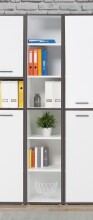 Standregal >KEFLAVIK< in Weiss / Uni Wolfram Grau  - 44,8x226,5x41,5cm (BxHxT)