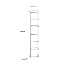 Standregal >KEFLAVIK< in Weiss / Uni Wolfram Grau  - 44,8x226,5x41,5cm (BxHxT)