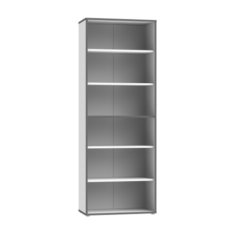 Standregal >KEFLAVIK< in Weiss / Uni Wolfram Grau  - 84,5x226,5x41,5cm (BxHxT)