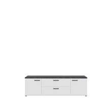 TV-Board >SALTWATER< in Weiss / VENICE Marmor / Weiss Glanz