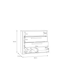 Schubkastenkommode >SURFINIO< in Grau / Catania Eiche  - 98,9x85,9x41,3 (BxHxT)