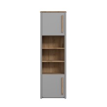 Standregal >SURFINIO< in Grau / Catania Eiche  - 58,6x194,3x41,3cm (BxHxT)