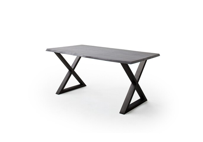 Baumkantentisch >Calabria< in Akazie grau  / anthrazit - 200x77,5x100 (BxHxT)