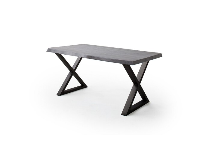 Baumkantentisch >Calabria< in Akazie grau  / anthrazit - 200x79,5x100 (BxHxT)
