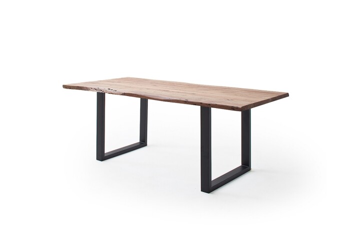 Baumkantentisch >Calabria< in Akazie natur / anthrazit - 200x77,5x100 (BxHxT)
