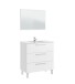 Badezimmer-Set >ATHENA< in weiß glänzend / Spiegel - 80x86x45 (BxHxT)