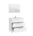 Badezimmer-Set >ATHENA< in weiß glänzend / Spiegel - 80x86x45 (BxHxT)