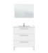 Badezimmer-Set >ATHENA< in weiß glänzend / Spiegel - 80x86x45 (BxHxT)