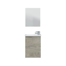 Waschbeckenunterschrank >COMPACT< (2er-Set) mit Spiegel, Alaska-Eiche - 40x58x22 (BxHxT)