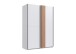 Schwebetürenschrank >Rügen< in WEISS + LAMELLEN ARTISAN DEKOR - 135x198x6cm B/H/T
