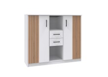 Highboard >Rügen< in WEISS + AKUSTIKLAMELLEN...