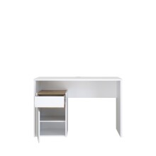 Schreibtisch >MODULTRICK< in Weiss / Artisan Eiche Dekor - 110x72,7x52,7cm (BxHxT)