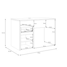 Schreibtisch >MODULTRICK< in Weiss / Artisan Eiche Dekor - 110x72,7x52,7cm (BxHxT)
