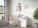 Schreibtisch >MODULTRICK< in Weiss / Artisan Eiche Dekor - 110x72,7x52,7cm (BxHxT)