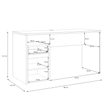 Schreibtisch >MODULTRICK< in Weiss / Artisan Eiche Dekor - 140x72,7x52,7cm (BxHxT)