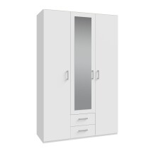 Drehtürenschrank >ECONOBOX 2< in weiß / Spiegel - 133,2x210,5x54,2cm (BxHxT)