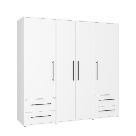 Drehtürenschrank >MOKKARIS< in weiß - 205,9x200,1x58,8cm (BxHxT)