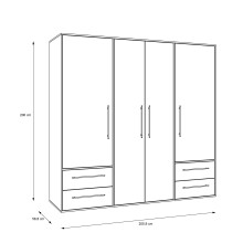 Drehtürenschrank >MOKKARIS< in weiß - 205,9x200,1x58,8cm (BxHxT)