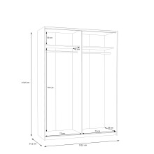 Schiebetürenschrank >SCHACH&MATT 2< in Weiss / Artisan Eiche - 150,1x210,5x61,2cm B/H/T