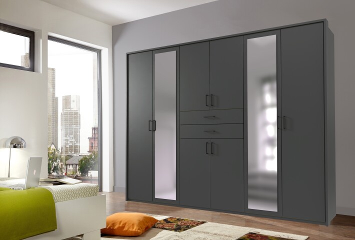 Schlafzimmer-Set >Dillingen< in Graphit - 273x213x58cm (BxHxT)
