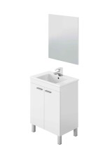 Badezimmer-Set >LC1-60< in weiß glänzend / Spiegel - 60x80x45 (BxHxT)
