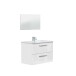 Badezimmer-Set >ARUBA < in weiß glänzend / lackiert / Spiegel - 80x57x45cm B/H/T
