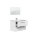 Badezimmer-Set >ARUBA < in weiß glänzend / lackiert / Spiegel - 80x57x45cm B/H/T