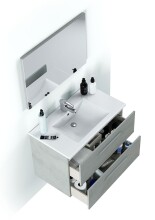Badezimmer-Set >ARUBA< in Beton-Grau / Spiegel - 80x57x45 (BxHxT)