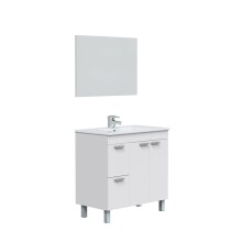 Badezimmer-Set >AKTIVA< in weiß glänzend / Spiegel - 80x80x45 (BxHxT)
