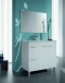 Badezimmer-Set >AKTIVA< in weiß glänzend / Spiegel - 80x80x45 (BxHxT)