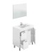 Badezimmer-Set >AKTIVA< in weiß glänzend / Spiegel - 80x80x45 (BxHxT)