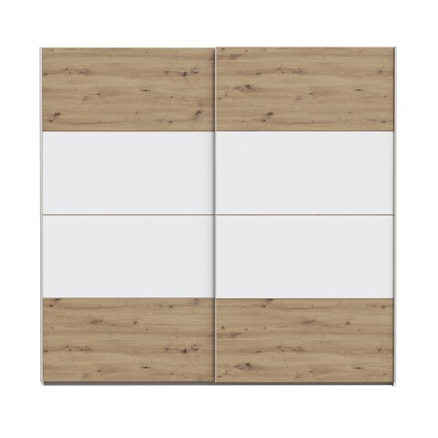 Schiebetürenschrank >SCHACH&MATT 2< in Artisan Eiche/ Weiß - 220,1x210,5x61,2 (BxHxT)