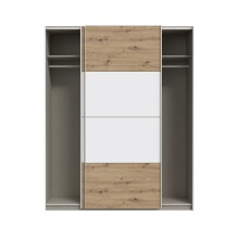 Schiebetürenschrank >SCHACH&MATT 2< in Weiss / Artisan Eiche - 170,3x210,5x61,2cm B/H/T