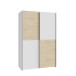Schiebetürenschrank >Schach&matt< in Weiss  / Puccini Eiche - 120,1x190,5x61,2cm B/H/T