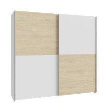 Schiebetürenschrank >Schach&matt< in Weiss /Puccini Eiche  - 200,1x190,5x61,2 (BxHxT)
