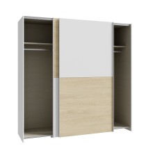 Schiebetürenschrank >Schach&matt< in Weiss / Puccini Eiche - 190,1x190,5x61,2 (BxHxT)