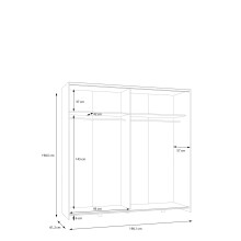 Schiebetürenschrank >Schach&matt< in Weiss / Puccini Eiche - 190,1x190,5x61,2 (BxHxT)