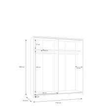 Schiebetürenschrank >Schach&matt< in Weiss  / Puccini Eiche - 170,3x190,5x61,2cm B/H/T