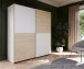 Schiebetürenschrank >Schach&matt< in Weiss  / Puccini Eiche - 170,3x190,5x61,2cm B/H/T